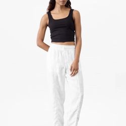 New with tag Athleta Women’s Retreat Linen Ankle Pants White Pull On Size XS