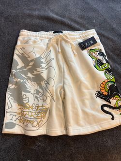 Ed hardy white shorts small