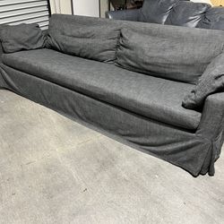 West Elm Sofa Couch - Grey - Slipcover Washable - Extra Long - Clean - Delivery Available 