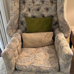 $450 - Chippendale Style Scrolled Wingback (buttoned) Chair 
