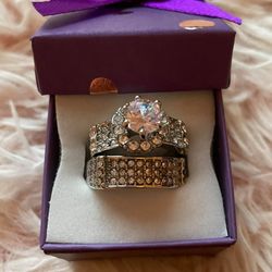 Dazzling 925 Sterling Silver Two Tone Rose Gold Ring