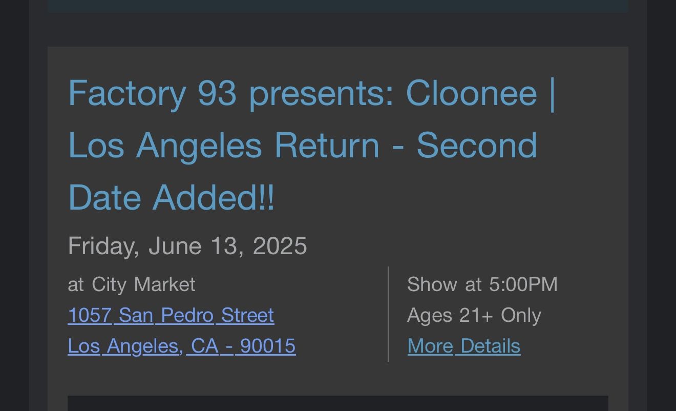 Cloonee 2 Tickets For Friday Show