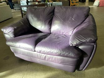 DECORO Aubergine Italian Leather Loveseat with Black Legs