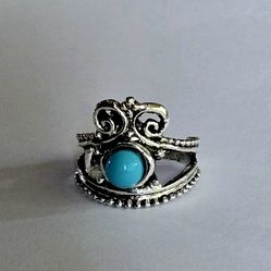 TURQUOISE CRESCENT OWL NEW SIZE 6 FASHIONISTA  RING 