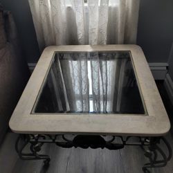 3 Coffee End Tables Stone Metal And Glass