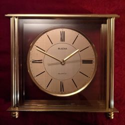 Vintage Bulova Brass Mantle Clock