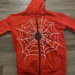  Zip Up Graphic Spiderweb Hoodie