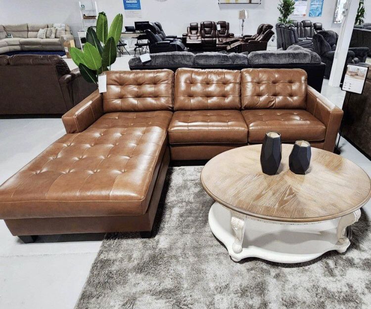 Genuine Leather Sectional Sofa With Chaise | Cabinets Matttroy