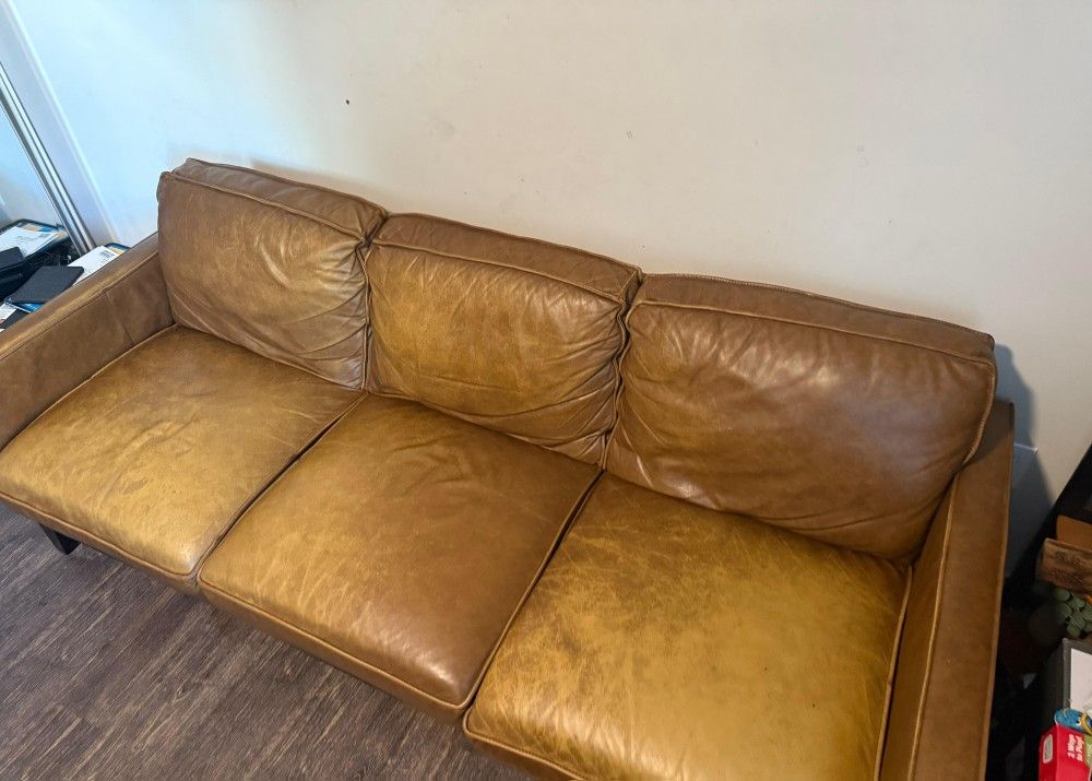 FREE Leather Couch - Must Pick Up
