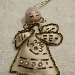 Vintage Beaded Angel Christmas Ornament