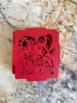 Handmade Decorative Red Wooden Wedding Gift Box