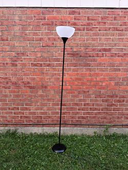 71” Black Metal Floor Lamp w/White Globe