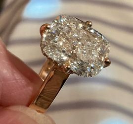 NEW 4.03 cushion lab diamond D COLOR  VS1 on 14k rose gold