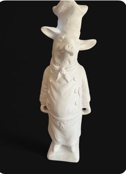 Vintage French Chef Pig Statue 2 ft tall