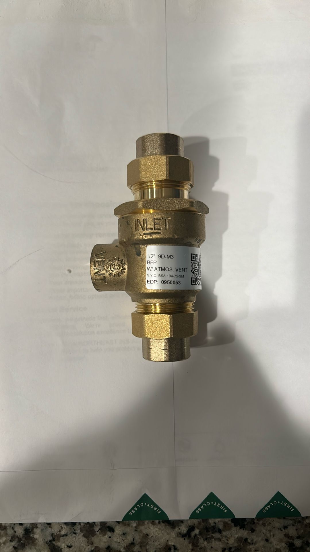 Watts 9-D M3 Back flow Preventer
