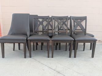 Set of 8 Gray Dining Chairs