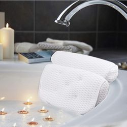 AmazeFan Bath Pillow, Bathtub Spa Pillow with 4D Air Mesh Technology and 7 Suction Cups, Helps Support Head, Back, Shoulder and Neck, Fits All Bathtub