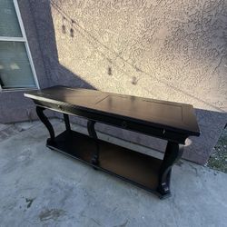Black Console Table w/ Drawers & Shelf