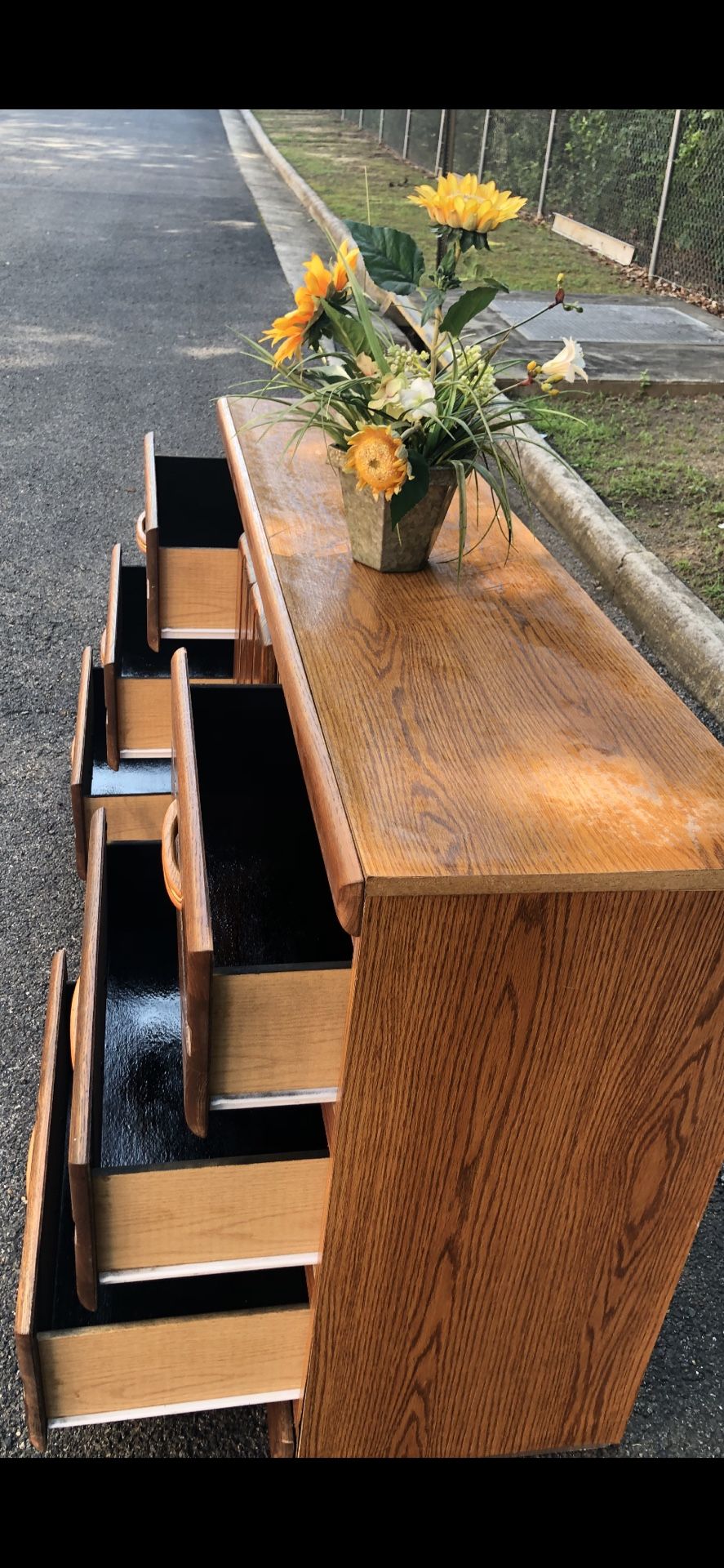 Solid Wood Long Dresser With Big Drawers. Drawers Sliding Smoothly. Delivery Available