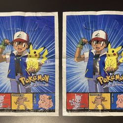 Vintage Pokemon Birthday Party Gift Bags x2 Ash Pikachu 1999 Nintendo DesignWare