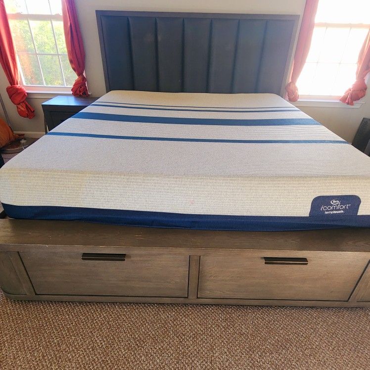 KING BED: CERTA IFOAM MATTRESS, BED FRAME, & NIGHT STAND - REDUCED!