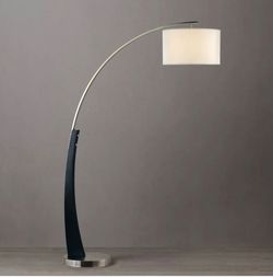Nova Plimpton 1-Light Arc Floor Lamp in Espresso Wood Brushed Nickel