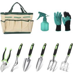 FAMILY'S BACKYARD Gardening Tools Set,9 pcs Gardening Gifts for Women and Man,Gardening Hand Tools, Garden Tools,Heavy Duty and Lightweight Aluminium