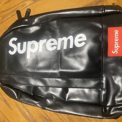 Supreme Black Leather Book Bag
