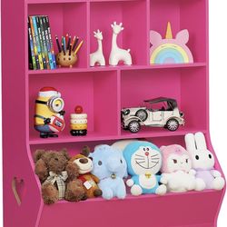 Kids Storage Organizer, 3 Tier Children Bookcase and Bookshelf, Toddler 6 Cubby Cabinet, Wood Book Shelf for Playroom, Bedroom, Living Room, Nursery, 