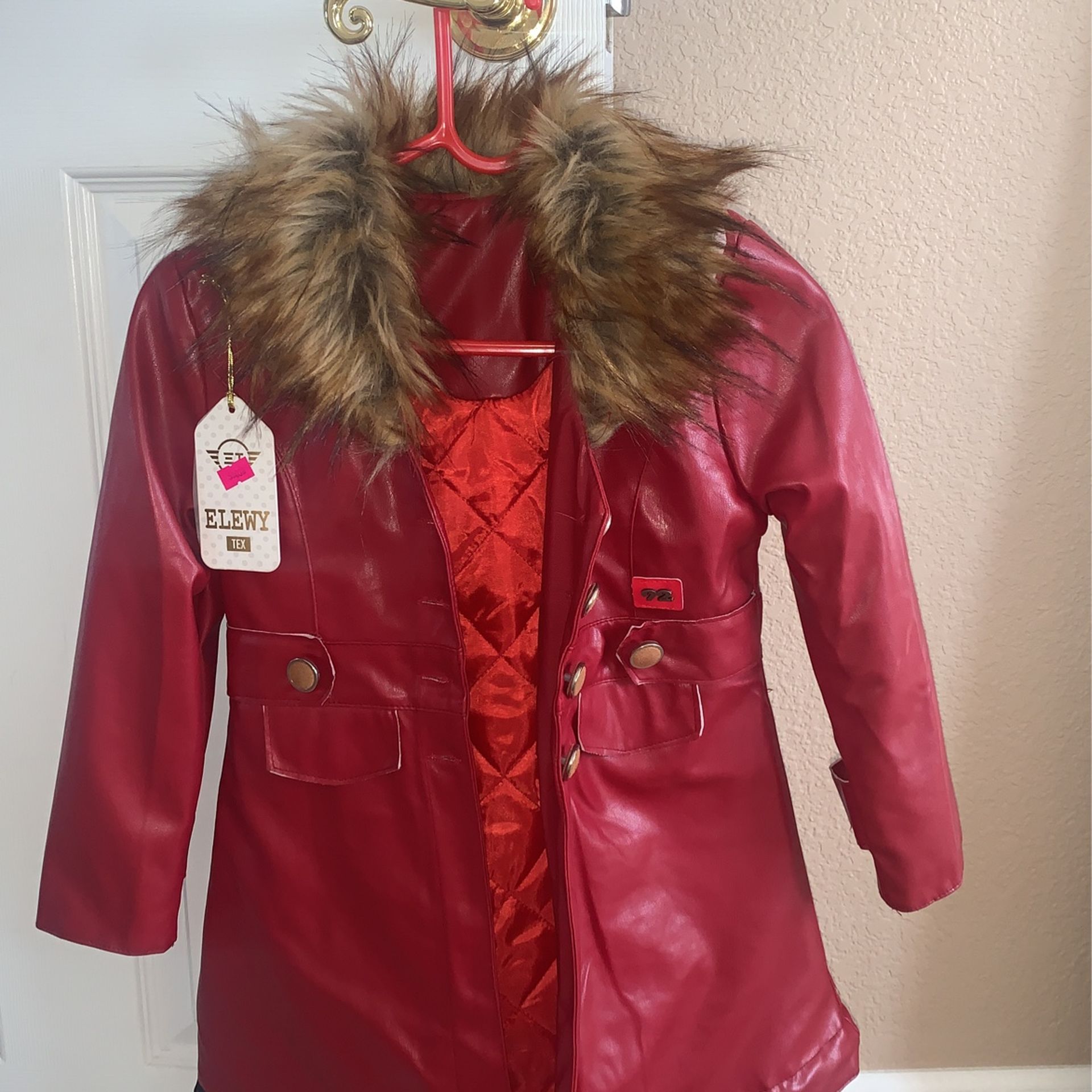 Red Leather Jacket Set 3 Pices