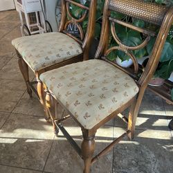 Pair of Counrty Farmhouse Style Wood Countertops Stools 