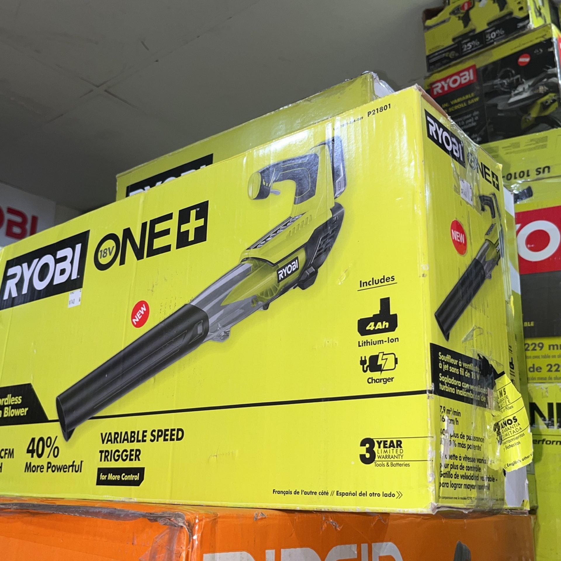 18 Volt Ryobi Cordless Jet Fan Blower Kit with Battery,Charger $140 