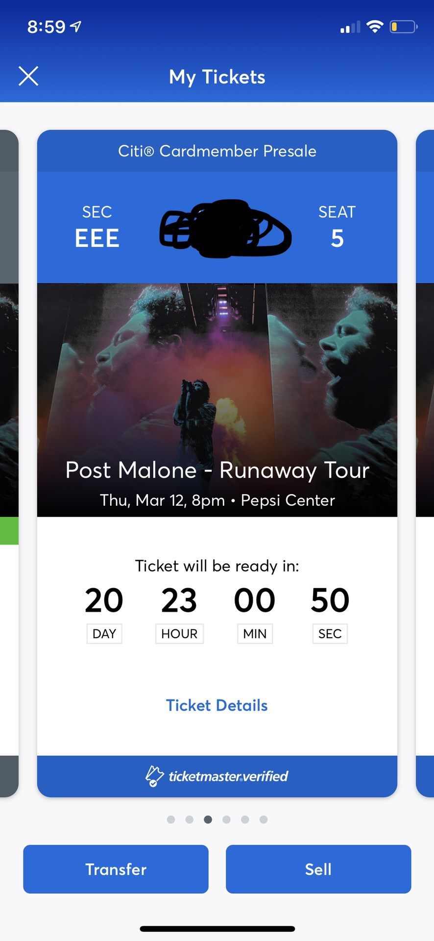 2 post Malone Floor tickets section EEE