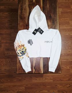 Darc Sport -SHE- Women's White Cropped Pullover Hoodie