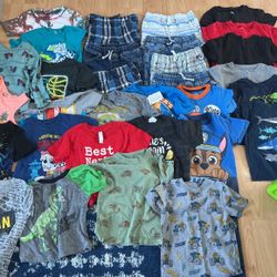 Size 3T, Huge Lot of Toddler Boys Summer Shirts & Shorts