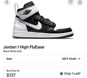 Jordan 1 High FlyEase Black White (GS)