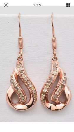Genuine diamond 14k Rose Gold Earrings
