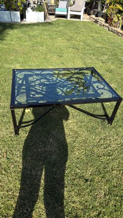 Nice black iron beveled glass coffee table