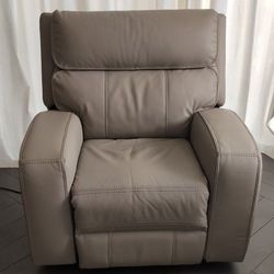 Beige/Tan Electric Recliner Leather Chair