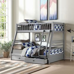 Gray Twin/ Full Bunk Bed 