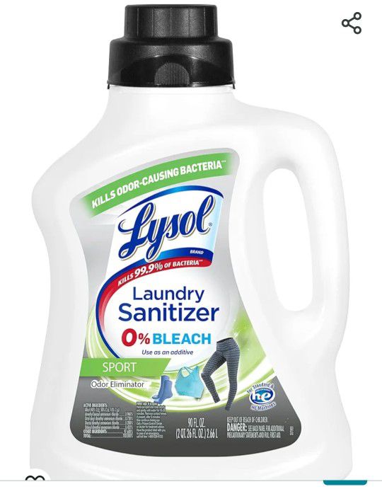 
Lysol Sport Laundry Sanitizer Additive, Sanitizing Liquid for Gym Clothes and Activewear, Eliminates Odor Causing Bacteria, 90oz