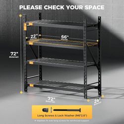 6000LBS Heavy Duty Storage Shelves, 72''W x 24''D x 72''H Metal Garage Shelving unit with Magnetic Label, Upgraded Structure, Solid Steel Industrial R