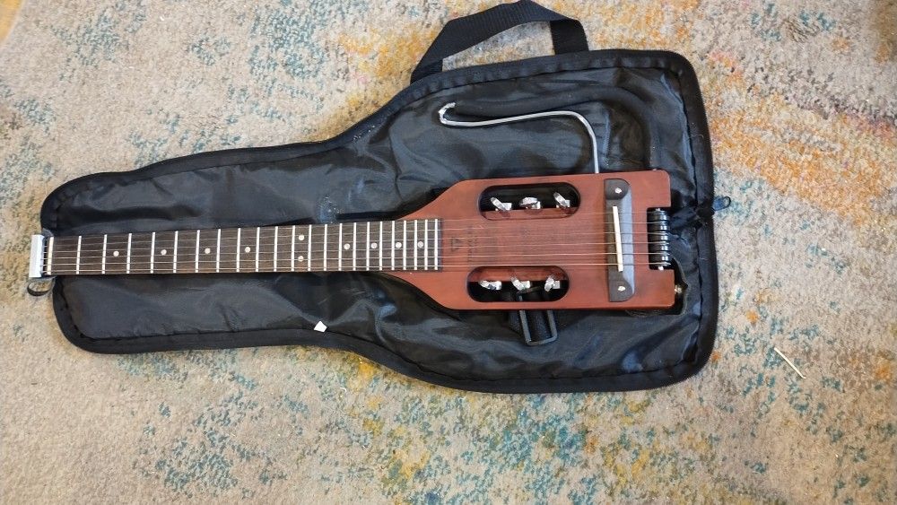 Traveler Guitar Ultra-Light Guitar for Travel | Portable and Headless Electric Acoustic Guitar | Full 24 3/4" Scale | Antique Brown Travel Guitar with