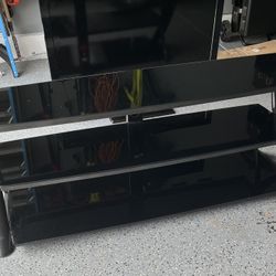65 inch black glass TV stand