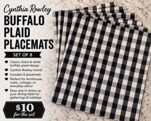 FOR SALE: Cynthia Rowley Buffalo Plaid Placemats – Set of 8