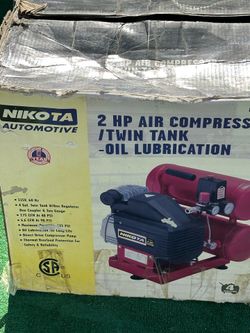 “Nikota 2 HP Twin‑Tank Air Compressor — Oil‑Lube — New in Box — $110 OBO