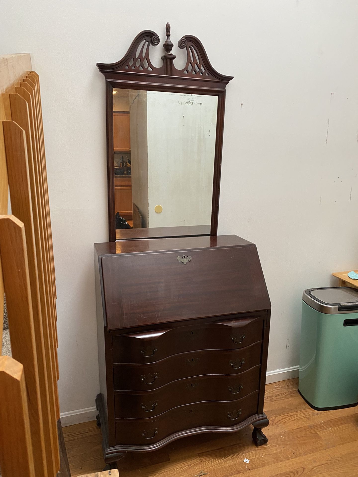 Mahogany desk and mirror