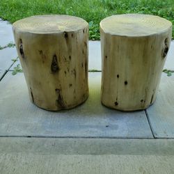 Faux Wood Log End Tables (2) 