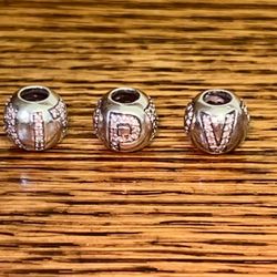 Pandora Surrounded by Faith, Hope, Love Pink Cubic Zirconia Charm Set of 3 