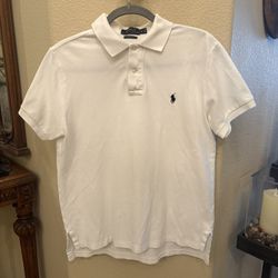 Polo Ralph Lauren White Custom Fit Polo Shirt Size Medium-Has some flaws
